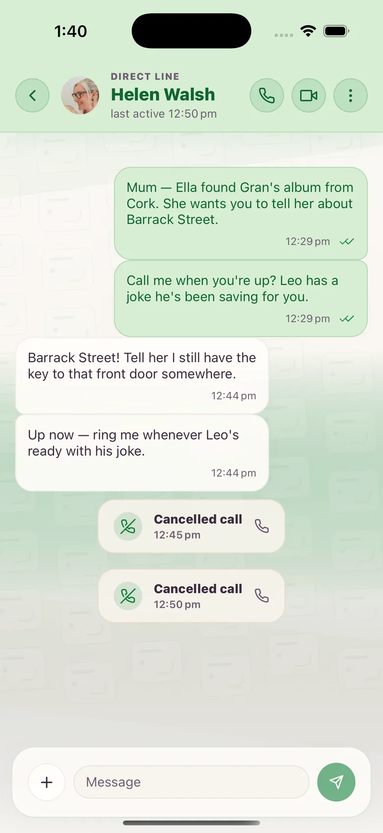 A family chat in the Kunbaa app